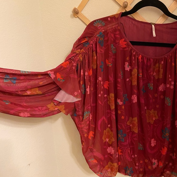 FREE PEOPLE floral crop long sleeve blouse - Picture 2 of 3